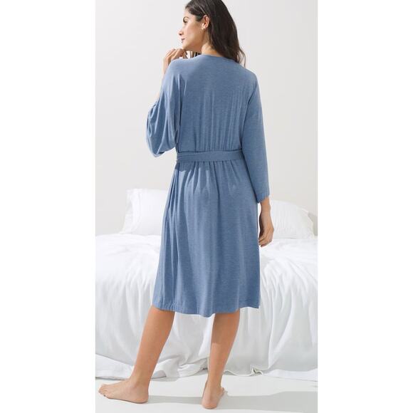 Soma Blue soft robe Cozy Short Robe size large XL rayon spandex blend nightgown - Picture 2 of 14